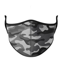Top Trenz Fashion Face Mask, Large,  Black+ Gray Camo